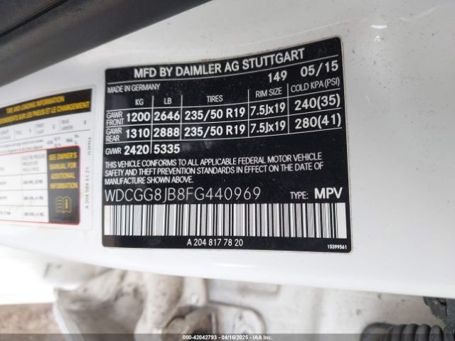 WDCGG8JB8FG440969 Mercedes-Benz Glk 350 4matic