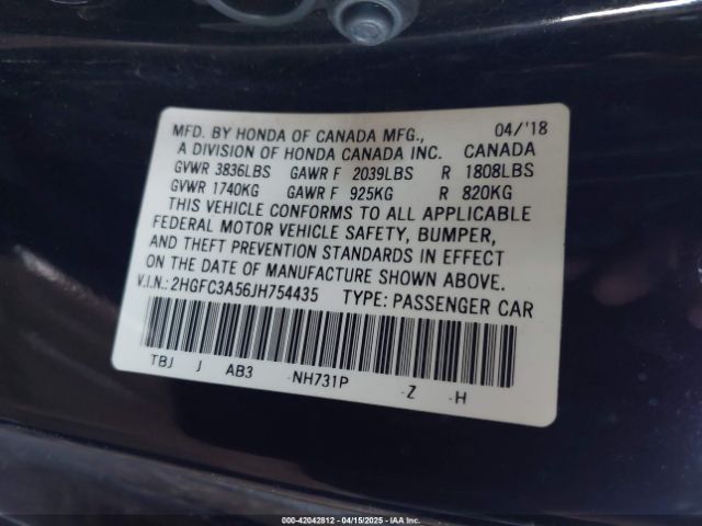 2HGFC3A56JH754435 Honda CIVIC SI