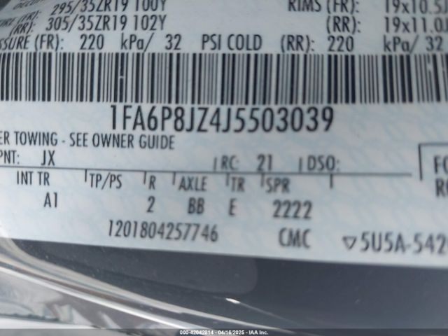 1FA6P8JZ4J5503039 Ford Shelby Gt350