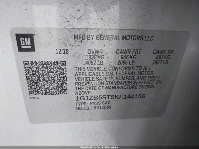 1G1ZB5ST5KF144156 Chevrolet Malibu 1ls