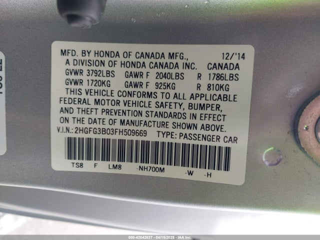 2HGFG3B03FH509669 Honda Civic Ex-l