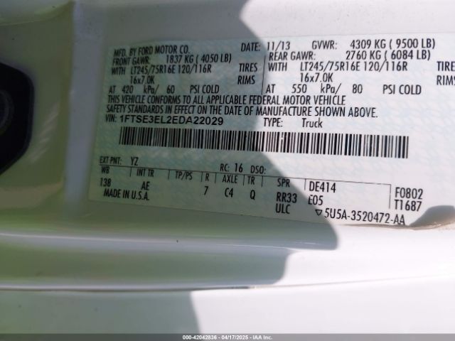 1FTSE3EL2EDA22029 Ford E-350 Super Duty Commercial