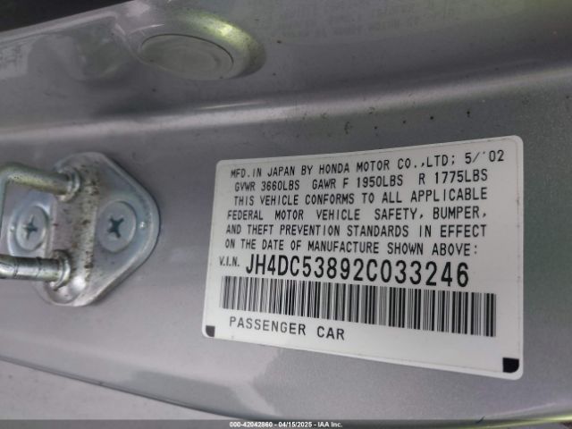 2002 ACURA RSX JH4DC53892C033246 Photo 8