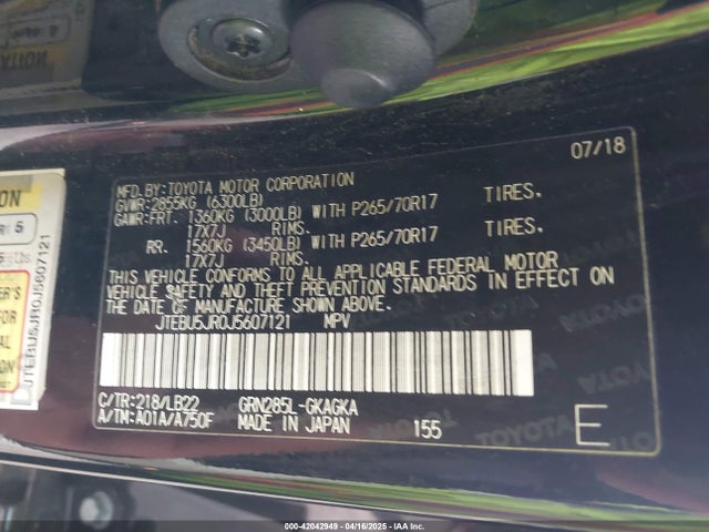 JTEBU5JR0J5607121 Toyota 4runner Sr5 Premium