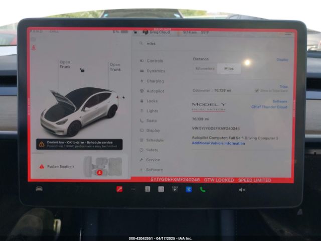 5YJYGDEFXMF240246 Tesla Model Y Performance Dual Motor All-wheel Drive