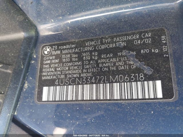 2002 BMW Z3 4USCN33472LM06318 Photo 8