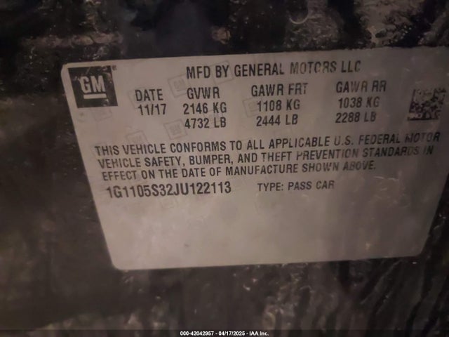 1G1105S32JU122113 Chevrolet IMPALA 1LT