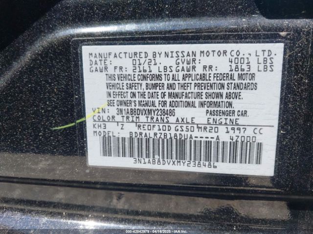 3N1AB8DVXMY238486 Nissan Sentra Sr Xtronic Cvt