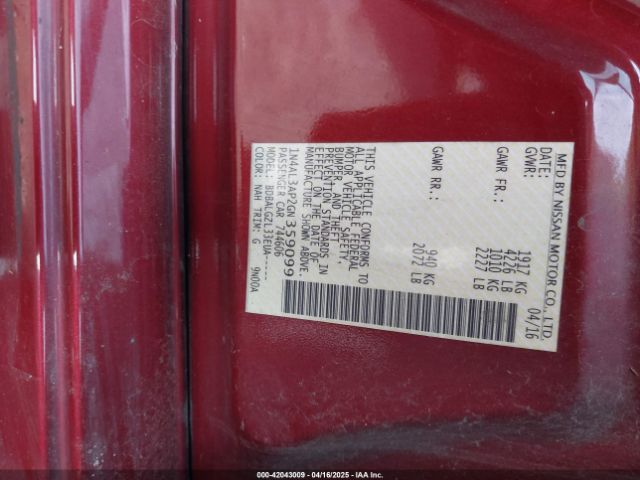 1N4AL3AP2GN359099 Nissan Altima 2.5/2.5 S/2.5 Sl/2.5 Sr/2.5 Sv