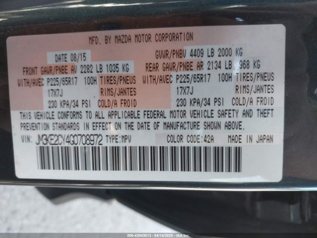 JM3KE2CY4G0708972 Mazda Cx-5 Touring