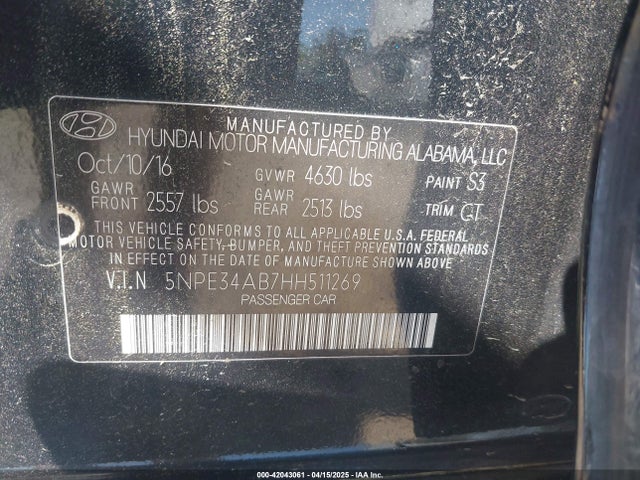 5NPE34AB7HH511269 Hyundai Sonata Sport 2.0t