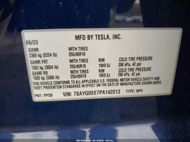 2023 TESLA MODEL Y 7SAYGDEE7PA142013 Photo 8