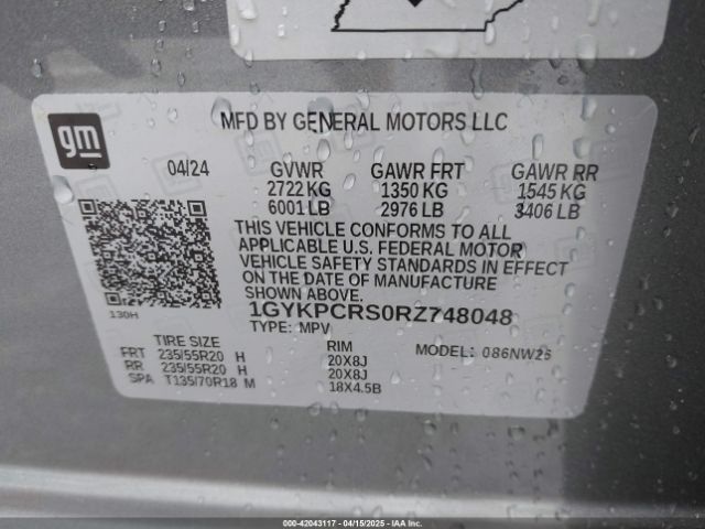 1GYKPCRS0RZ748048 Cadillac Xt6 Fwd Premium Luxury