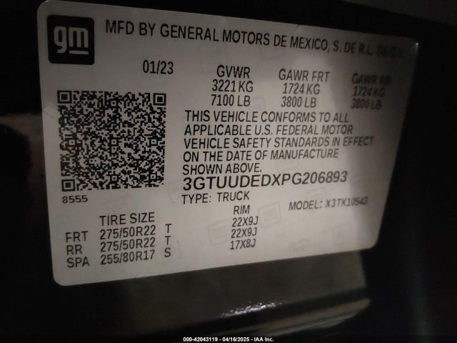 3GTUUDEDXPG206893 GMC Sierra 1500 4wd  Short Box Slt