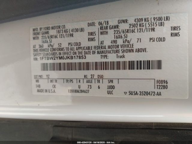1FTBW2YM0JKB17853 Ford Transit-350