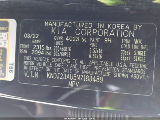 KNDJ23AU5N7183489 KIA SOUL LX