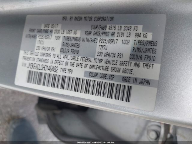 JM3KFACL0H0149482 Mazda Cx-5 Touring