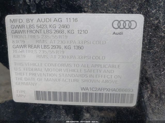 2017 AUDI Q5 WA1C2AFPXHA086693 Photo 8