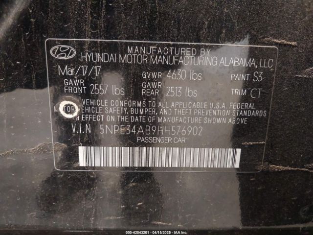 5NPE34AB9HH576902 Hyundai Sonata Sport 2.0t