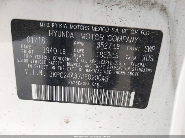 Hyundai ACCENT SE 2018 3KPC24A37JE020049 Image 9