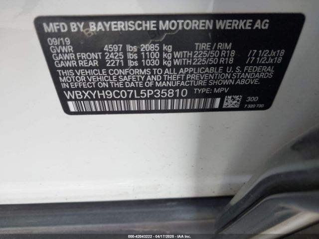 WBXYH9C07L5P35810 BMW X2 Sdrive28i