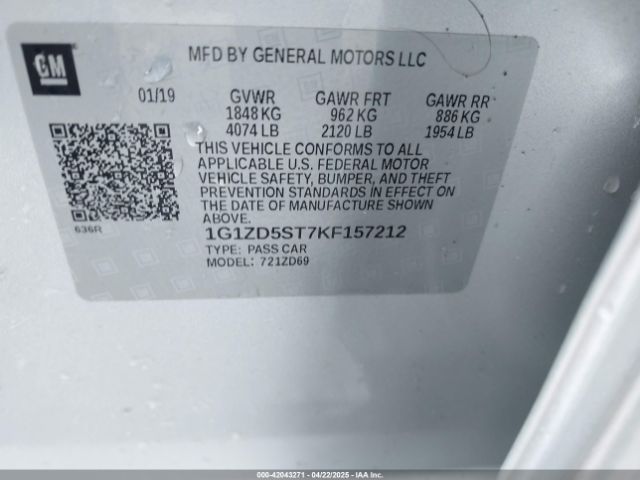 1G1ZD5ST7KF157212 Chevrolet MALIBU LT