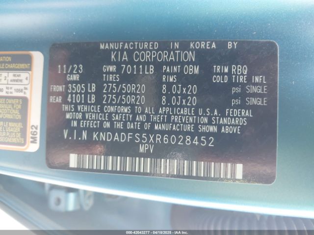 KNDADFS5XR6028452 KIA Ev9 Land