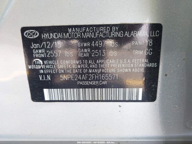 Hyundai SONATA SE 2015 5NPE24AF2FH165571 Image 9