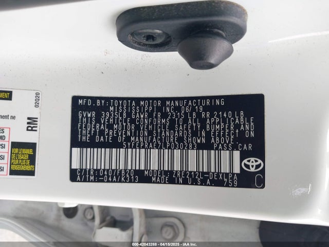 5YFEPRAE7LP030283 Toyota COROLLA LE