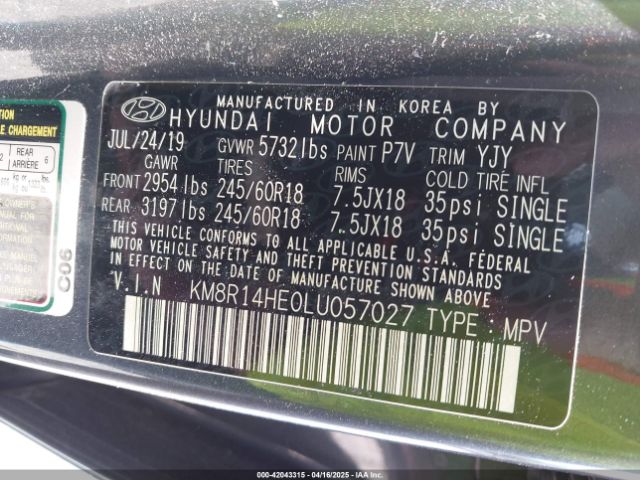 KM8R14HE0LU057027 Hyundai Palisade Se