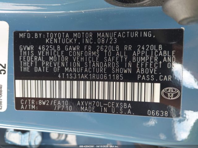 4T1S31AK1RU061185 Toyota Camry Hybrid Se