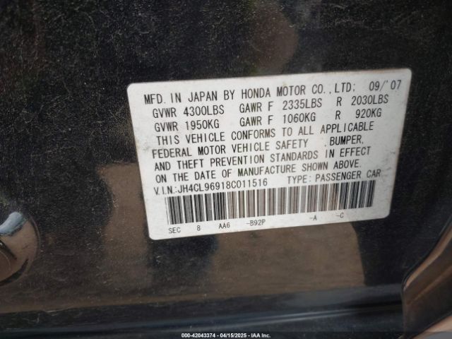 2008 ACURA TSX JH4CL96918C011516 Photo 8