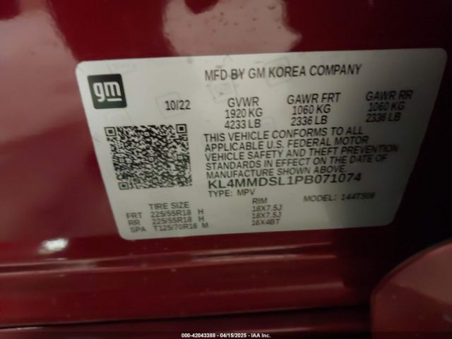 KL4MMDSL1PB071074 Buick Encore Gx Select Fwd