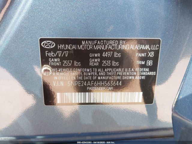 5NPE24AF6HH563644 Hyundai Sonata