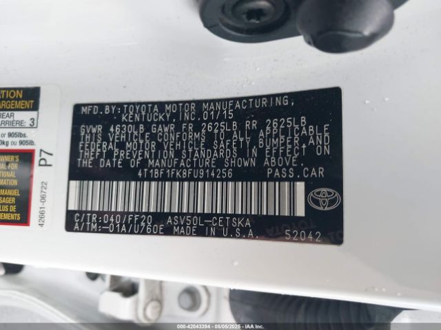 4T1BF1FK8FU914256 Toyota CAMRY SE