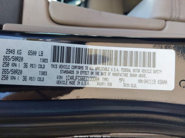 1C4RJFCG6EC133304 Jeep Grand Cherokee Overland