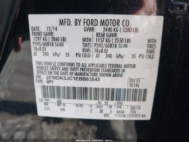 2FMDK3JC1EBB83545 Ford EDGE SEL