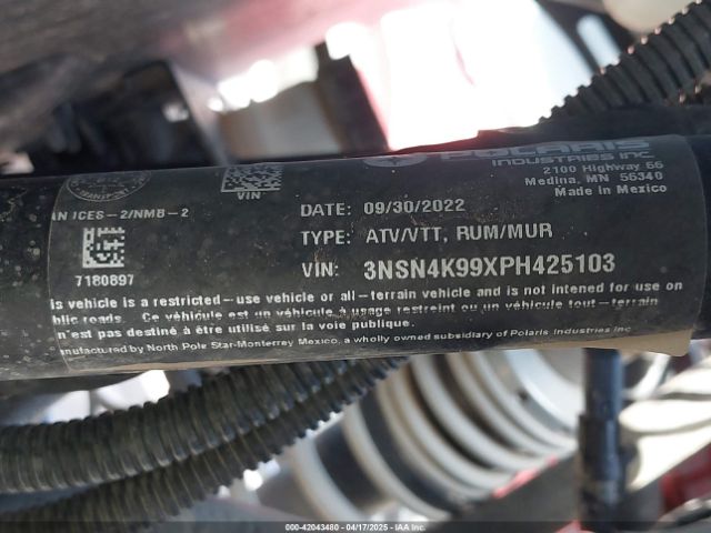 2023 POLARIS RZR 3NSN4K99XPH425103 Photo 9