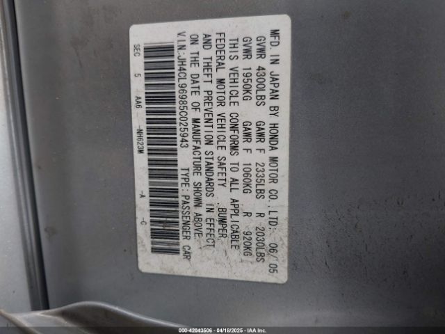 2005 ACURA TSX JH4CL96985C025943 Photo 8