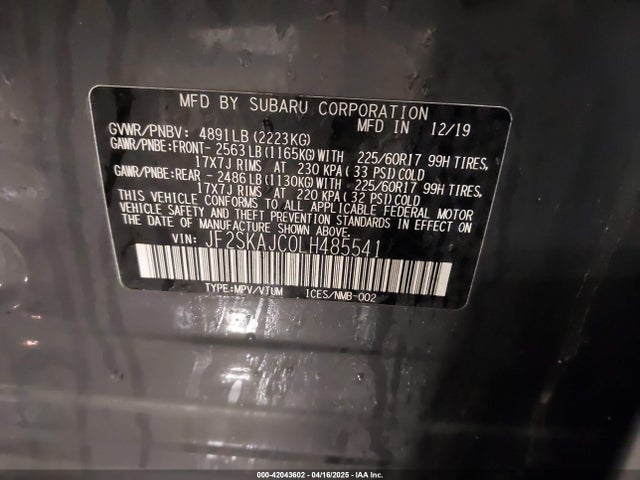 JF2SKAJC0LH485541 Subaru Forester Premium