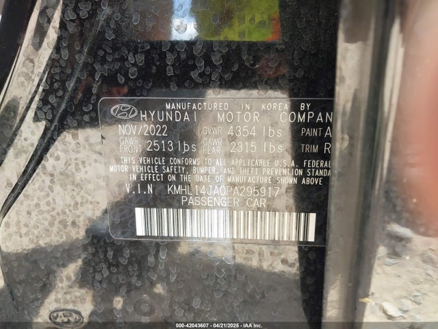 KMHL14JA0PA295917 Hyundai SONATA SEL