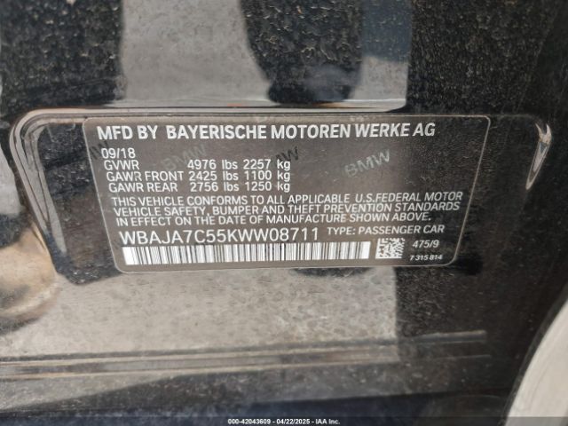 2019 BMW 530I WBAJA7C55KWW08711 Photo 8