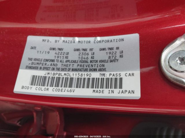 JM1BPBLM0L1158190 Mazda MAZDA3 HATCHBACK