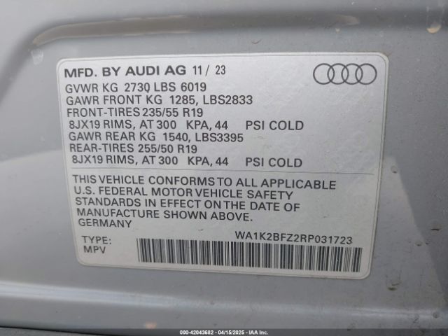 2024 AUDI Q4 E-TRON WA1K2BFZ2RP031723 Photo 8