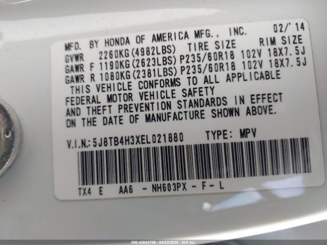 2014 ACURA RDX 5J8TB4H3XEL021880 Photo 8