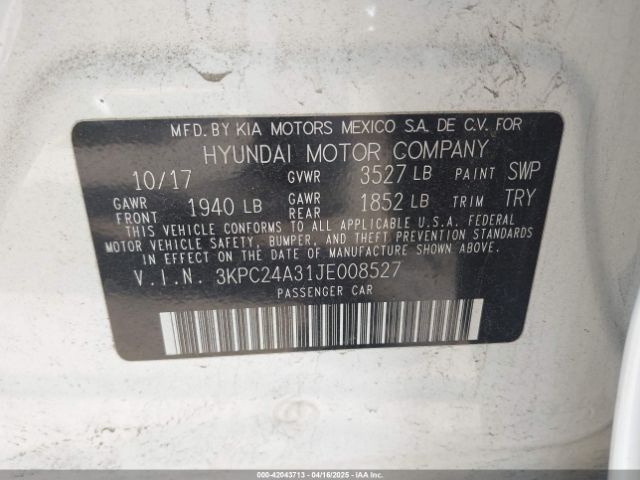 3KPC24A31JE008527 Hyundai ACCENT SE