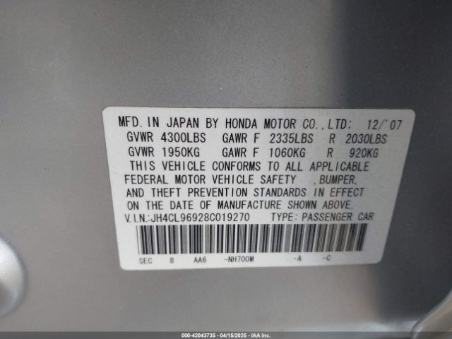 2008 ACURA TSX JH4CL96928C019270 Photo 8