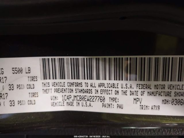 1C4PJMCB0EW227760 Jeep Cherokee Latitude