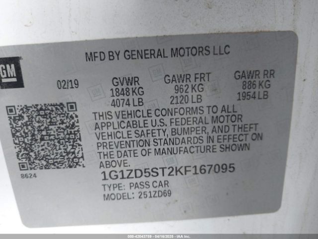 2019 CHEVROLET MALIBU 1G1ZD5ST2KF167095 Photo 8