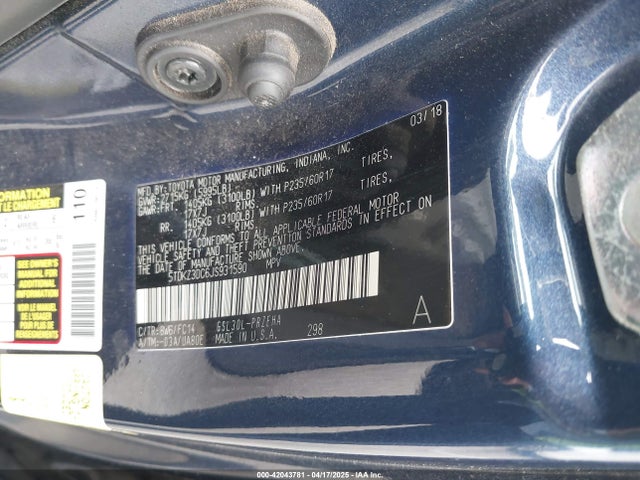 5TDKZ3DC6JS931590 Toyota Sienna Le 8 Passenger